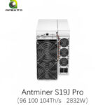 Used Antminer S19j Pro 96T/100T/104T 3068W Sha-256 Algorithm Bitcoin Miners - Apexto Mining